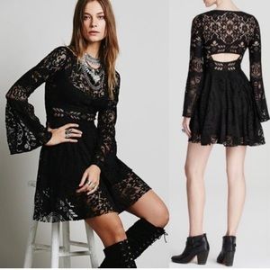 Free People bohemian, Stevie Nicks-esque black lace dress. Like new!